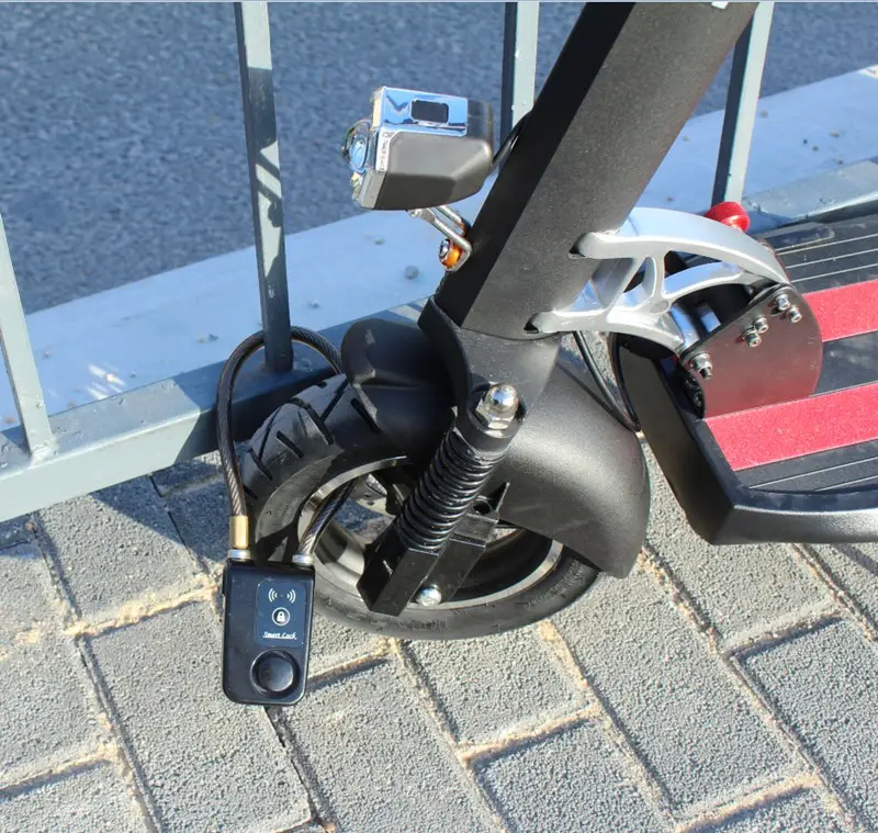 Kunci Sepeda Kabel Baja Alarm 110Db Anti Maling, Kunci Sepeda Skuter Tahan Air dengan Kunci Pintar