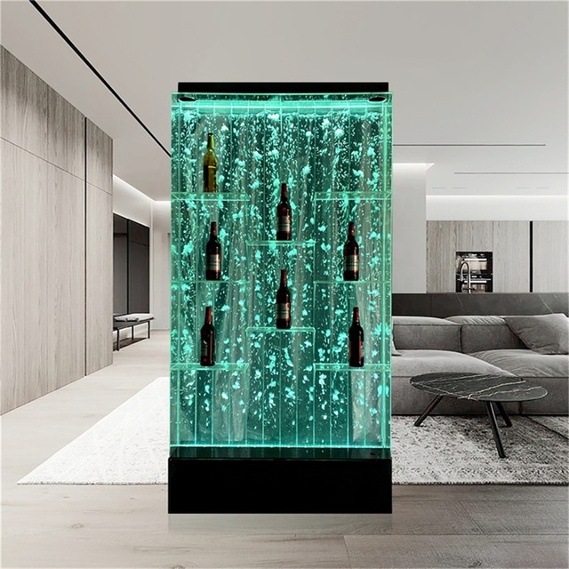 Customized Modern Wine Display Cabinet Led Wall Waterfall Hotel Lobby Wall Decoration
