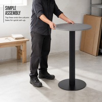 Table de bar ronde sur mesure OEM, base en métal cannelé, table haute commerciale pour café, restaurant, bar