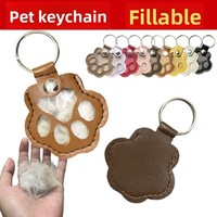 Porte-clés Patte de Chat en Cuir Argenté - Collecteur de Poils d'Animaux & Charme de Sac Délicat et Mignon, Emballé Individuellement