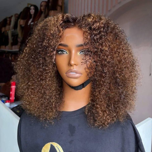 Perruques Lace Front Afro Kinky Curly Ombrées Pré-Pluckées Prêtes à Porter Sans Colle en Cheveux Humains pour Femmes Noires – Vente en Gros - Product Image 4