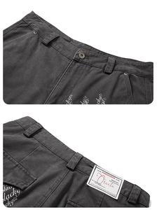 Pantalones Cargo de Lona con Estampado de Letras Estilo Urbano, Unisex, Vintage, Lavado, Texturizado, Casual, Retro, con Detalles Desgastados, 100% - Product Image 2