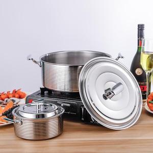 Cacerola japonesa de acero inoxidable 304 con asas dobles, utensilios de cocina de triple capa, 16cm, 20cm, 24cm para sopa y estofado - Product Image 5