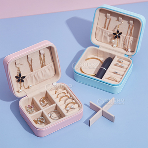 Boîte de rangement à bijoux de voyage portable en cuir PU, élégante et simple, personnalisée en usine, pour boucles d'oreilles, colliers et bagues, pour filles - Product Image 6