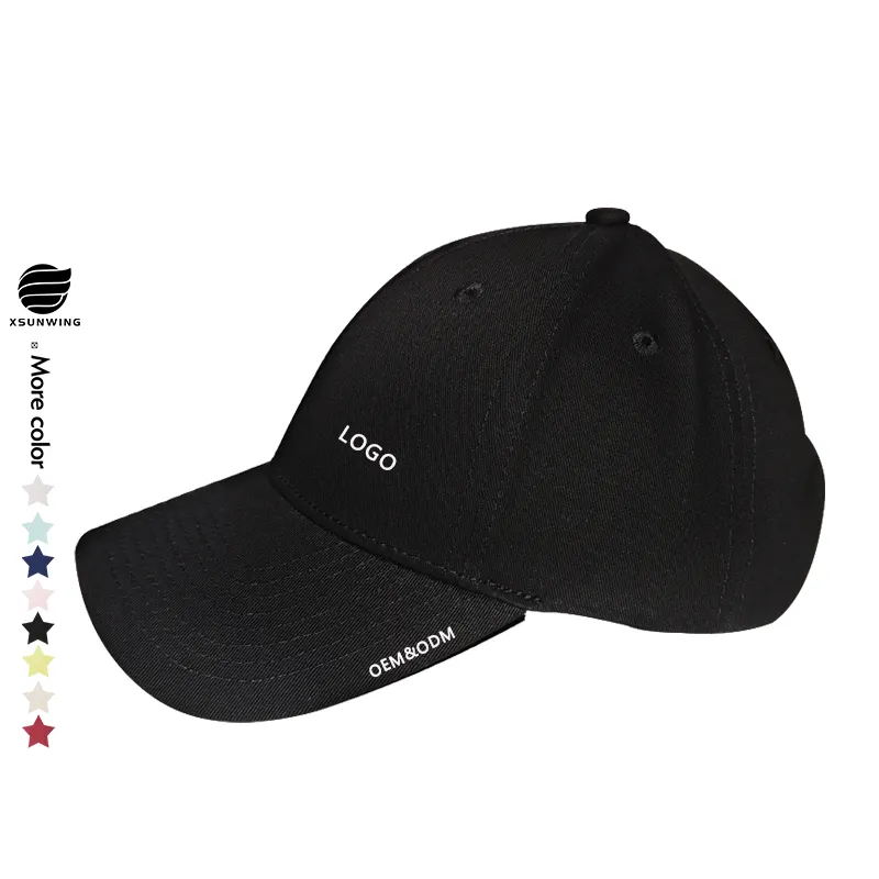 Xsunwing Unisex de alta calidad promocional logotipo personalizado gorra de béisbol 6 paneles sombrero estampado con bordado gimnasio 100% algodón gorra de béisbol