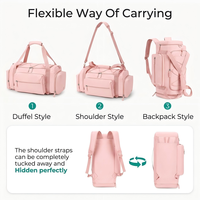Sac de voyage convertible 4-en-1 en nylon avec fermeture éclair, sac à dos de week-end, sac de sport multifonctionnel imperméable avec compartiment pour ordinateur portable et chaussures