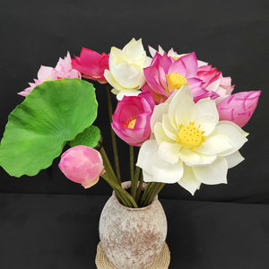 LO-1213 <span class=keywords><strong>Fiore</strong></span> di Loto Artificiale, Bocciolo e Foglia di Loto, Stelo Singolo di Ninfea per Decorazioni Domestiche e Composizioni Floreali per Templi - Product Image 2