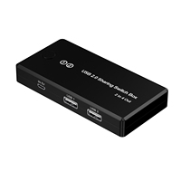 Boîtier de partage USB 2.0 2x4 pour 2 ordinateurs, permettant de partager 4 périphériques (clavier/souris/imprimante/scanner) avec un seul bouton pour le transfert de données