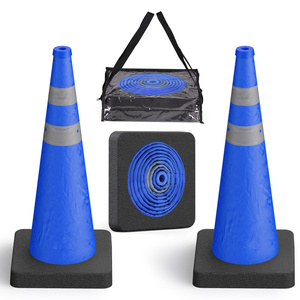 CITICITY 28 Inch Collapsible Traffic Safety Cones with Black Base, Blue Pop-up Cones with Reflective Collars for Road Safety - Product Image 6