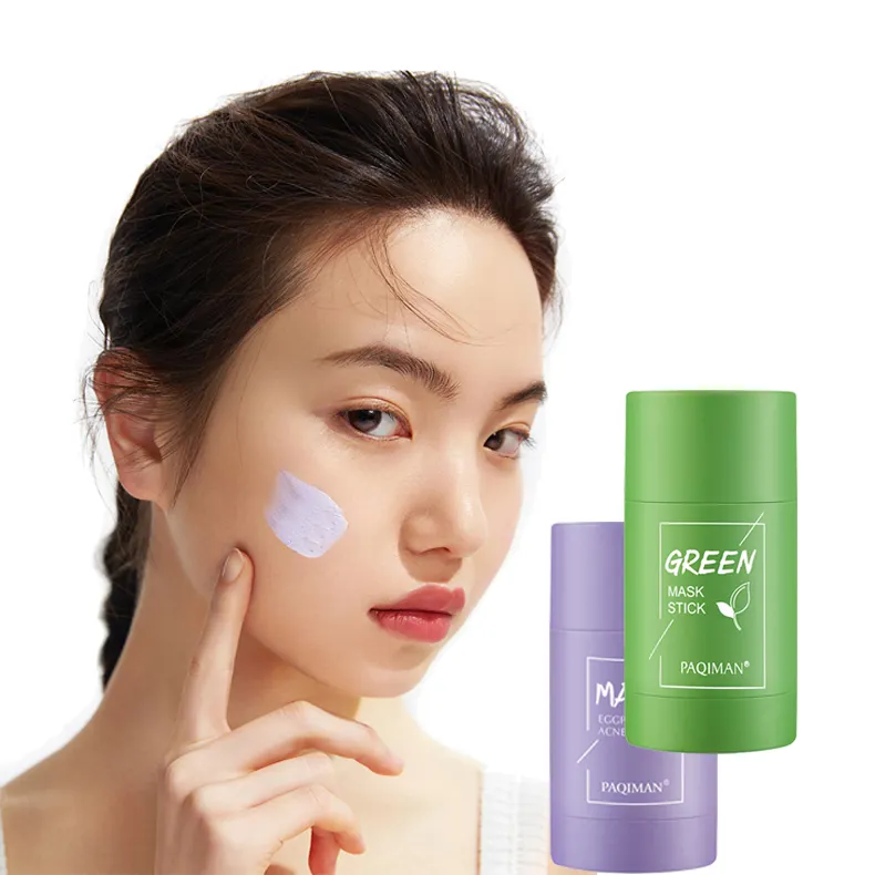 Face Whitening Skincare Purifying Anti-acne Organic Vitamin Oil Control Facial Solid Mud Green Tea Clay Mask Stick
