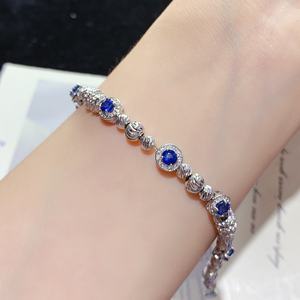 צמיד ספיר פרידוט משובץ בעיצוב חוליות יוניסקס בסגנון מינימליסטי מתנה - Product Image 3