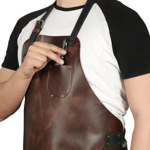 Tablier de travail en cuir véritable noir pour homme, multi-poches, sangle réglable, résistant à l'abrasion, tablier utilitaire d'atelier 840x600mm en cuir - Product Image 5