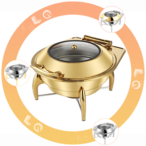 Calentador de Comida Tipo Concha de Almeja de Acero Inoxidable de Alta Gama y Duradero, con Capacidad de 9L/6L, con Estufa de Alcohol para Hoteles y Restaurantes - Product Image 1