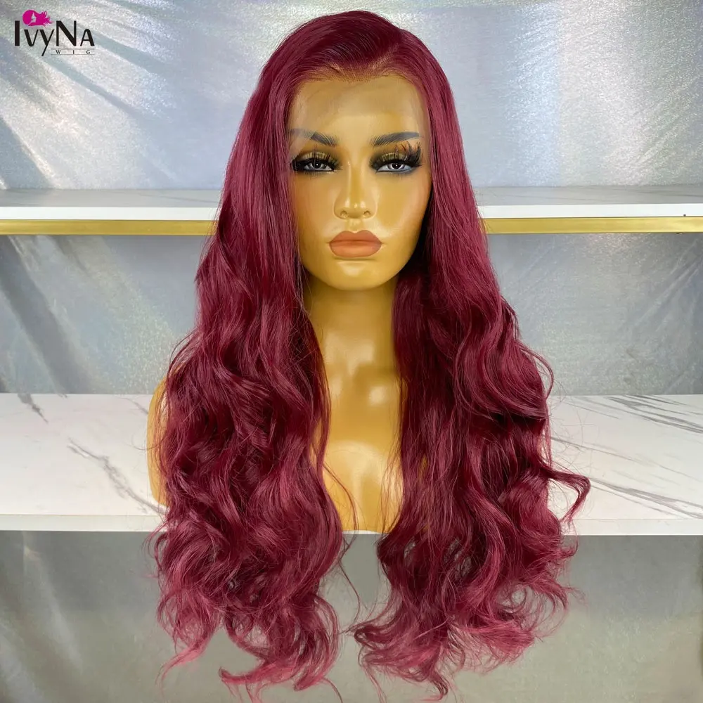 Ivyna — perruque synthétique style Long Wave pour femme, extension capillaire en Fiber résistante à la chaleur, perruque Lace Front Wig 13x4 pour une utilisation quotidienne