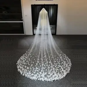 Long petal bridal veil velos de novia wedding dress accessories Cathedral headdress 300 cm 350 cm 400 cm bride veil for wedding