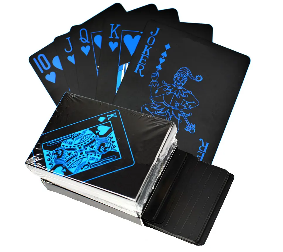 PVC Golden Poker Waterproof Plastic Playing Cards Set Black Color Poker Card Sets Classic Magic Tricks Tool Poker Games