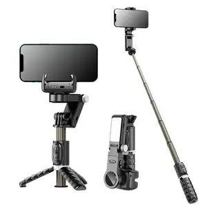 360 Rotation Selfie Stick Trépied Q18 Stabilisateur de cardan pour téléphone portable avec lumière de remplissage LED