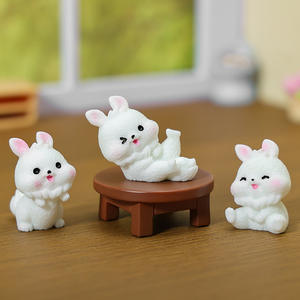 Conejito de Dibujos Animados en Miniatura, Adorable Conejo con Cola Grande para Decoración del Hogar, Manualidades de Resina, Accesorios Pequeños - Product Image 2