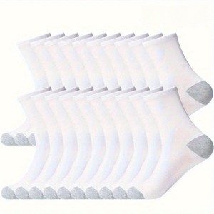 Athletic <b>Socks</b> White Solid Color <b>Polyester</b> Fiber Running Sports <b>Socks</b> Youth 18-40 Years Old - Product Image 1