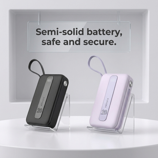 20000mAh 45W PD Fast Charging Power Bank with Dual Built-in Cables PPS 3A High Power External Battery for Laptops/Tablets