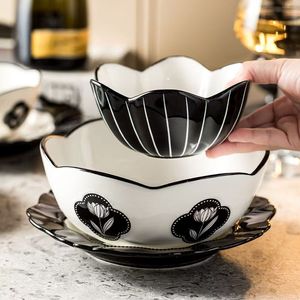 Luxury Retro Solid Pattern Flower Shape Stoneware Dinnerware Set Classic Europe Style Service Hotels Home Customizable Color - Product Image 6