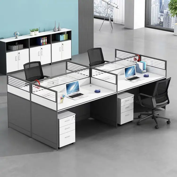צוות משרד שולחן ידנית מסך מחיצה במשרד כספי שולחן וכיסא שילוב ריהוט