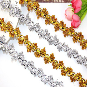 2,5 cm umwelt freundliches DIY-Tuch Erkoumi Gold Silber Bestickte Pailletten Spitzen besatz Geometrisches Muster für Mode Sexy Kleidungs stücke - Product Image 2