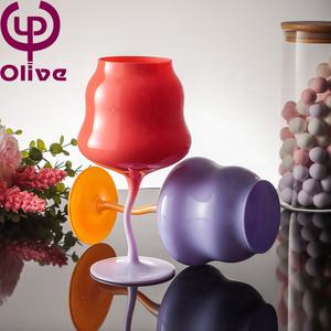 Tige de mariage Coupe de vin de Champagne Fête Margarita <span class=keywords><strong>Martini</strong></span> Verre à cocktail Bar Gradient Macaron Verre à vin en cristal de couleur - Product Image 3