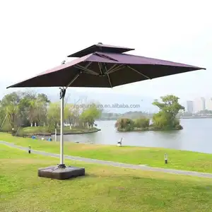 China 3*3 gran hotel ingeniería jardín al aire libre patio paja playa marco de aluminio sombrilla sol jardín sombrilla