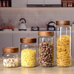Bocaux en verre hermétiques de qualité alimentaire pour la cuisine, en verre borosilicate, avec couvercle en bois, 180 ml, 300 ml, 1000 ml - Product Image 6