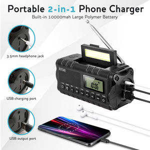 مصباح يدوي شمسي محمول مع راديو قابل لإعادة الشحن للاستخدام في حالات الكوارث الطارئة مصنوع من البلاستيك المتين - Product Image 4