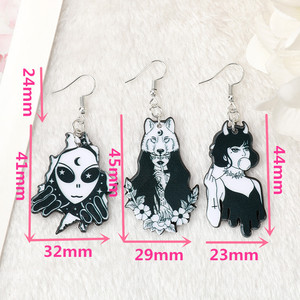 1 paio di orecchini pendenti <span class=keywords><strong>donna</strong></span> <span class=keywords><strong>lupo</strong></span> moda Baddie Bubble Gum ragazza alieno per regalo di compleanno - Product Image 6