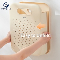 Cesto de Roupa Suja Dobrável de Grande Capacidade, Montável na Parede e de Chão, com Cesto Removível para Roupas Íntimas, Armazenamento Respirável