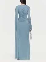 Robe longue plissée de luxe RO995 pour femme musulmane, avec ceinture froncée, manches longues, coupe ajustée, élégante pour soirée, Aïd, Ramadan