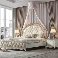 Rangement pour lit de luxe Versailles Cadre en bois massif Style cour française Design européen Lit souple Boucles sculptées