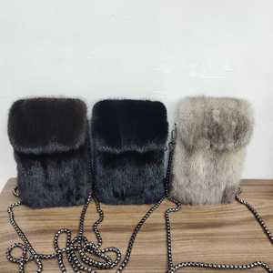 Borse in Vera Pelliccia di Visone Custodia per <span class=keywords><strong>Cellulare</strong></span> Mini Borsa a Tracolla Portafoglio Invernale da Spalla <span class=keywords><strong>Borsetta</strong></span> in Pelliccia di Visone Naturale - Product Image 2
