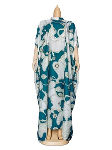 K0085 2023 africano talla grande estampado gasa hasta el suelo vestido musulmán moda mujer túnica Abaya ropa islámica Vestidos Mujer - Product Image 3