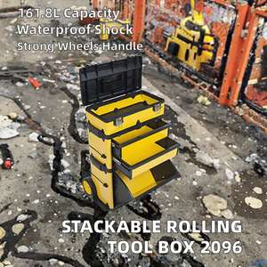 Stackable <b>Rolling</b> <b>Tool</b> Box Plastic Wheeled <b>Tool</b> Case with 3 Drawers Matte Finish for Workshop Storage - Product Image 2