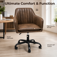 Fauteuil rembourré moderne avec base pivotante à vérin réglable et cinq roulettes pour bureau, maison, salle d'étude et zone de réception