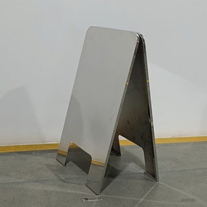 Stainless Steel a Frame Sign Custom <b>Mirrored</b> Brushed <b>Foldable</b> Floor Standing Sidewalk Sign for Shop Store Front - Product Image 4