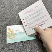 Cartes de vœux personnalisées en papier couché, impression numérique, conception de logo personnalisée, faible MOQ, cartes de message cadeau