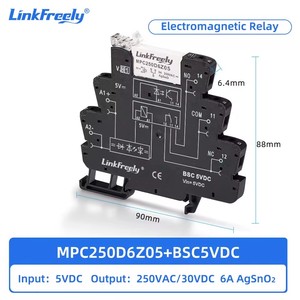 Módulo de relé intermedio electromagnético delgado para carril DIN HF41F24ZS MPC250D6Z24 con soporte de enchufe y contacto de aleación de plata - Product Image 2