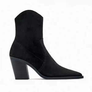 Nuovi Arrivi Stivali Classici da Donna in Camoscio Stile Cowboy con Punta Sfilata e Tacco Largo <span class=keywords><strong>Stivaletti</strong></span> Invernali da Donna - Product Image 3