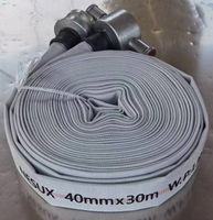 Tuyau d'incendie blanc de 1,5/2,5 pouces avec intérieur en PVC/caoutchouc/EPDM, raccords instantanés en aluminium BS6391, pression de service 13 bars, 2 pouces x 30 mètres