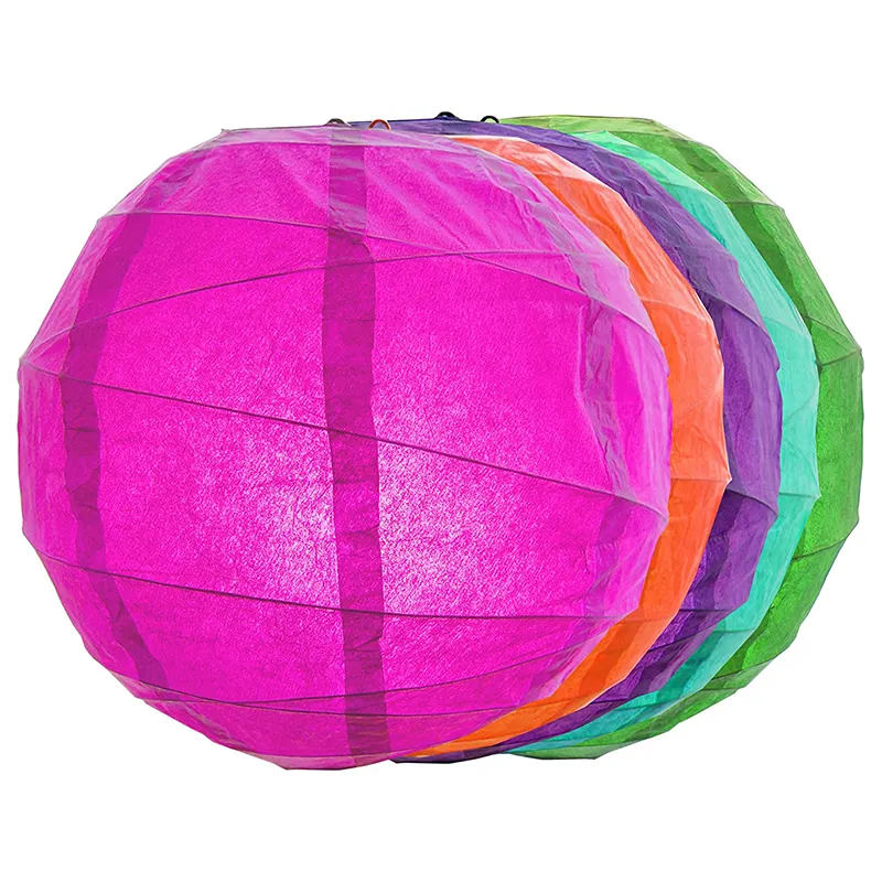 LUCKY Different Size Multicolor Round Crisscross Paper Lantern Fold Japanese Style Hanging Wedding Festival Party Decoration