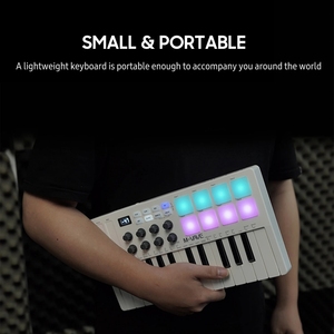Teclado MIDI M-VAVE SMK-25 con 8 Pads Retroiluminados, Teclado Profesional para Creación de Ritmos, Keytar para Producción Musical Integrado - Product Image 4