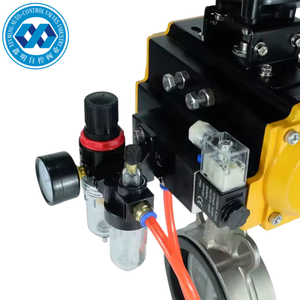 Vannes papillon pneumatiques à opercule avec unités FRL pneumatiques, DN50 à DN400, vente directe usine - Product Image 3