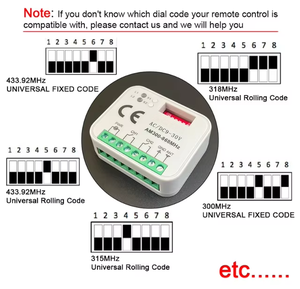 Ricevitore Multi-Frequenza 300-868Mhz, Modulo Relè 2CH 12V 24V, <span class=keywords><strong>Telecomando</strong></span> per Porta Garage 433.92Mhz, Controller Interruttore 9V-30V - Product Image 4
