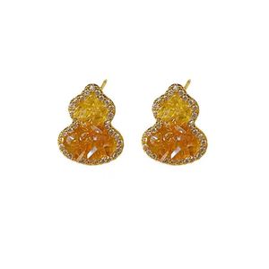 Hypoallergenic <b>Stud</b> <b>Earrings</b> Orange Gradient <b>Crystal</b> Gourd <b>Earrings</b> Women Trendy Micro Pave Zircon <b>Crystal</b> Gourd <b>Stud</b> <b>Earrings</b> - Product Image 6