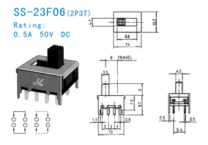 SS-23F06 10 pin dọc mini chuyển đổi nhà mẫu miễn phí điện trượt thiết bị chuyển mạch Sản xuất tại Trung Quốc - Product Image 4